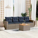 vidaXL Salon de jardin 5 Pièces avec coussins gris résine tressée