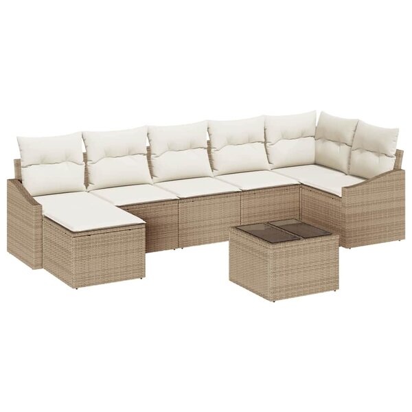 vidaXL Ensemble de canapé de jardin 8 Pièces Beige Poly rotin