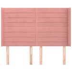 vidaXL Tête de lit avec oreilles Rose 147x16x118/128 cm Velours