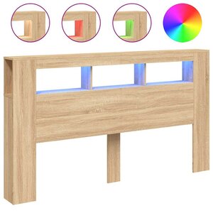 vidaXL Tête de lit à LED chêne sonoma 180x18 5x103 5cm bois ingénierie