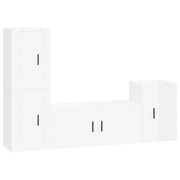 vidaXL Ensemble de meubles TV 4 Pièces Blanc brillant Bois d'ingénierie