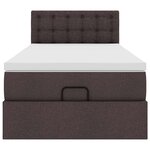 vidaXL Lit ottoman avec matelas et LED marron foncé 90x200 cm tissu