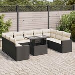 vidaXL Salon de jardin 10 Pièces avec coussins noir résine tressée