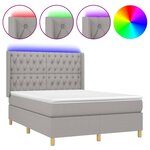 vidaXL Sommier à lattes de lit matelas LED Gris clair 140x200 cm Tissu