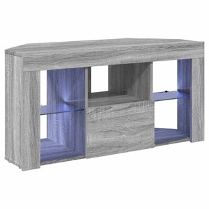 vidaXL Meuble TV LED d'Angle Gris Sonoma 106 x 40 x 50 cm