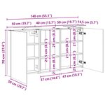 vidaXL Ensemble de Meubles de Salle de Bain 3 Pièces 140 x 14 5 x 70 cm