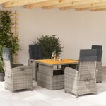vidaXL Ensemble à manger de jardin 5 Pièces coussins gris résine tressée