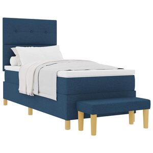 vidaXL Lit à ressorts avec matelas Bleu 100 x 200 cm tissu