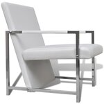 vidaXL Fauteuils lot de 2 avec cadre chromé blanc similicuir