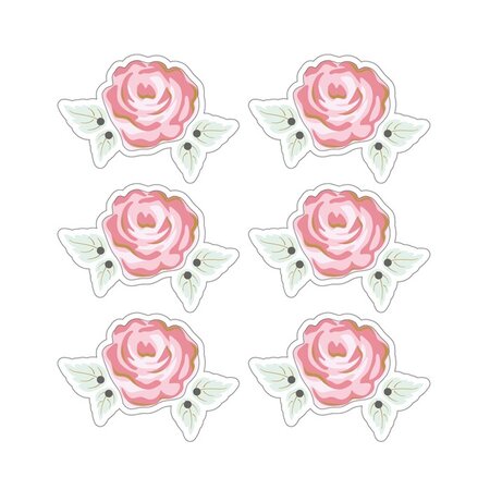 Autocollants 3D 4cm - Rose romantique avec contour blanc