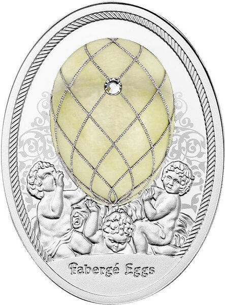 Pièce de monnaie en Argent 1 Dollar g 16.81 Millésime 2024 Faberge Eggs DIAMOND TRELLIS EGG