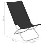vidaXL Chaises de plage pliables lot de 2 Noir Tissu