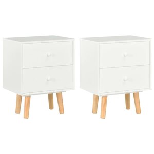 vidaXL Tables de chevet 2 Pièces Blanc 40 x 30 x 50 cm Pin massif