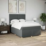 vidaXL Sommier à lattes de lit avec matelas Gris foncé 140x190cm Tissu