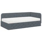 vidaXL Cadre de lit d'angle Gris foncé 90 x 190 cm Velours