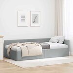 vidaXL Cadre de lit d'angle avec tête de lit Gris clair 90 x 200 cm
