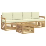 vidaXL Ensemble de canapés d'extérieur 5 Pièces Blanc et crème Polyester