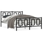 vidaXL Cadre de lit métal avec tête de lit/pied de lit noir 140x190 cm