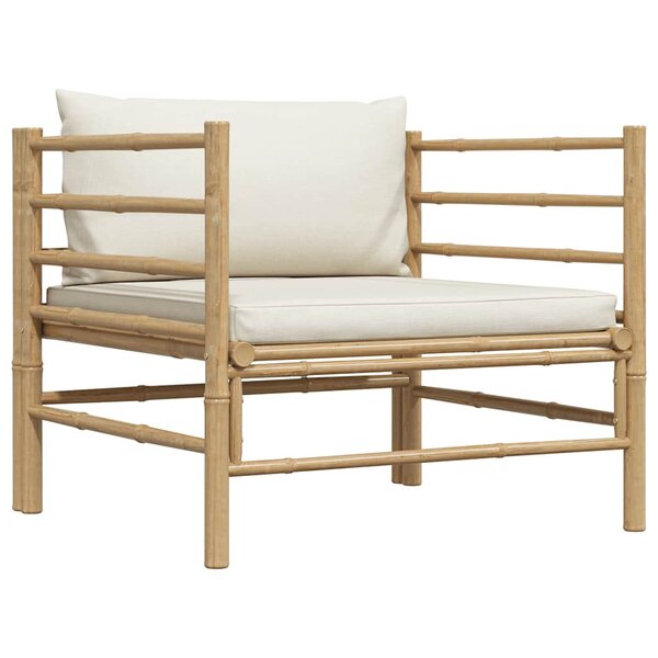 vidaXL Canapé de jardin avec coussins blanc crème Bambou