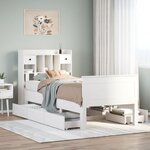 vidaXL Lit bibliothèque sans matelas blanc 90x200cm bois de pin massif