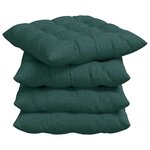 vidaXL Coussins de siège 2 Pièces Vert foncé 40 x 40 x 6 cm tissu