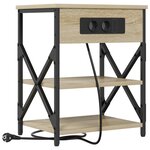 vidaXL Table de nuit avec station de chargement Chêne sonoma