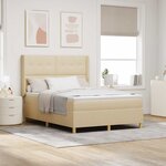 vidaXL Lit à ressorts avec matelas Crème 140 x 200 cm tissu