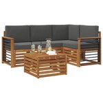 vidaXL Ensemble de canapés d'extérieur 5 Pièces Naturel et Anthracite