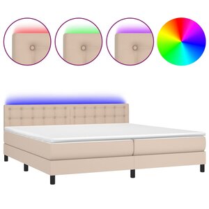 vidaXL Sommier à lattes de lit avec matelas LED Cappuccino 200x200 cm