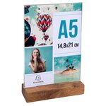 Porte-visuel Avec Socle En Bois Vertical A5 - Cristal - Exacompta