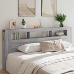 vidaXL Tête de lit à LED sonoma gris 220x18 5x103 5 cm bois ingénierie