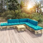 Vidaxl salon de jardin palette 6pièces avec coussins pin imprégné de vert