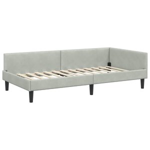 vidaXL Cadre de lit d'angle avec tête de lit Gris clair 80 x 200 cm