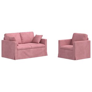 vidaXL Canapé 2 Pièces Rose 138 x 78 x 80 cm Velours