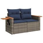 vidaXL Salon de jardin avec coussins 7 Pièces noir résine tressée acacia