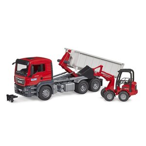 Bruder 03767 - Camion MAN TGS avec benne amovible et chargeur Schäffer