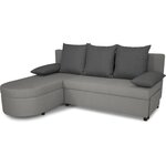 Canapé d'angle convertible réversible 3 places JEN - Tissu Gris - 196 x 88 x 159 cm