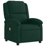 vidaXL Fauteuil inclinable de massage électrique vert foncé velours