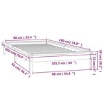vidaXL Cadre de lit à LED blanc 90x190 cm simple bois massif