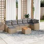 vidaXL Salon de jardin avec coussins 8 Pièces beige résine tressée