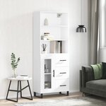 vidaXL Buffet haut Blanc brillant 69 5x34x180 cm Bois d'ingénierie