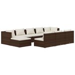 vidaXL Salon de jardin 10 Pièces avec coussins Marron Résine tressée