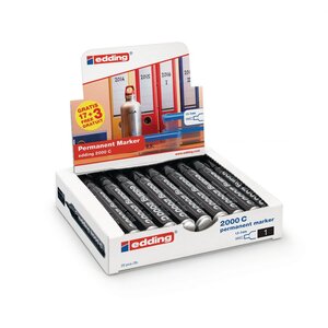 Marqueur permanent E 2000 C Pointe ogive 1,5 - 3 mm, Noir - Lot de 17 + 3 gratuits (paquet 20 unités)