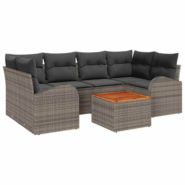 vidaXL Ensemble de canapé de jardin 7 Pièces Gris Poly rotin