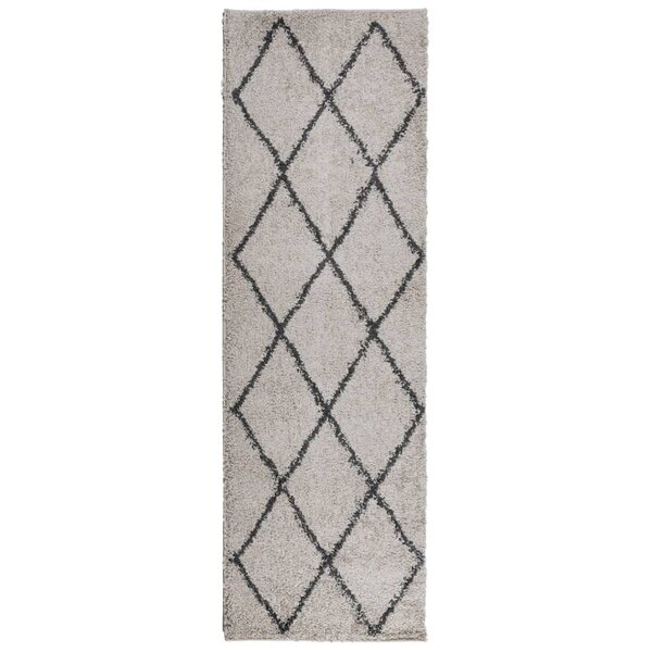 vidaXL Tapis shaggy à poils longs moderne beige anthracite 80x250 cm
