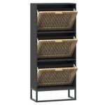 vidaXL Armoire à chaussures noir 52x25x120 cm bois d'ingénierie