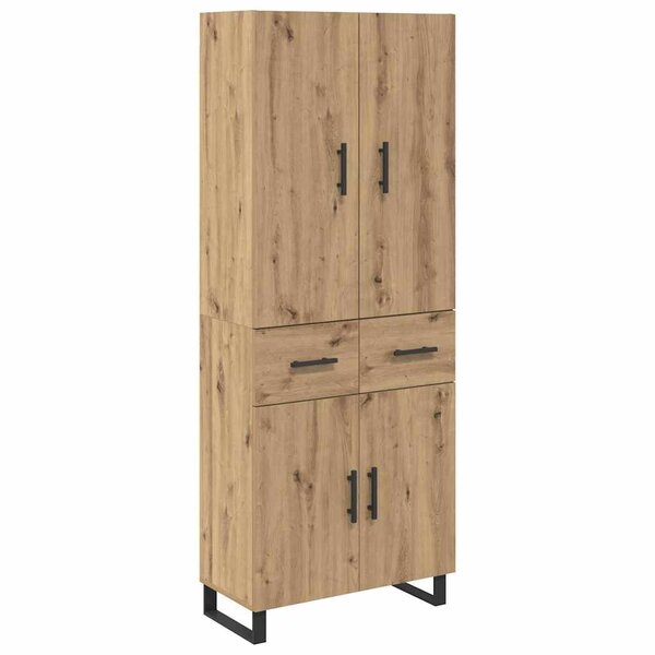 vidaXL Haut Armoire 2 Pièces Chêne artisanal Bois Aggloméré et Verre