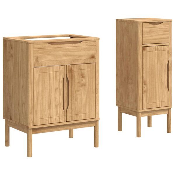 vidaXL Ensemble de mobilier de salle de bain FLORO 2 Pièces Cire marron