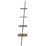 vidaXL Étagère inclinée à 4 niveaux Marron foncé et noir 64x34x150 5cm