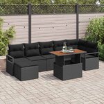 vidaXL Ensemble de canapé de jardin 8 Pièces Noir Poly rotin